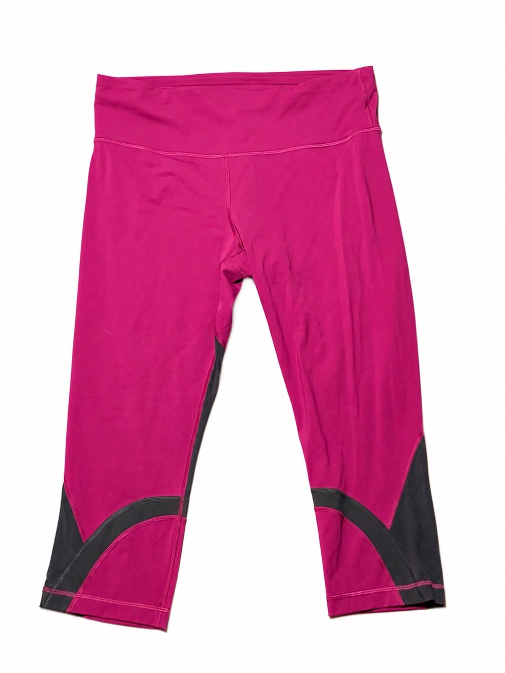 Lululemon Run Inspire Crop II Leggings Size 14 Pink Black Colorblock